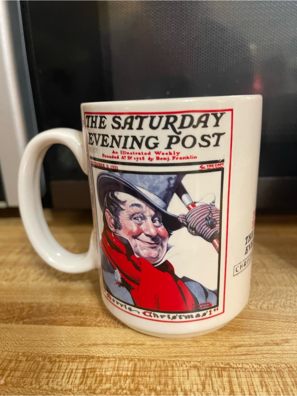 Norman Rockwell Saturday Evening Post Merrie Christmas Mug Museum Vintage 1986